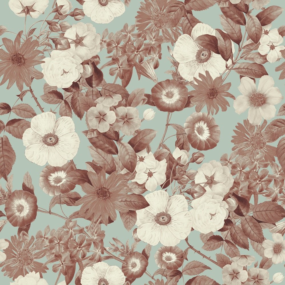 Vintage Floral Dreams Pattern #1 Fabric - Blue