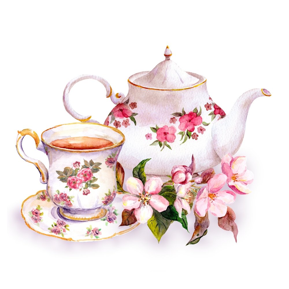 Vintage Floral Teapot Fabric Panel