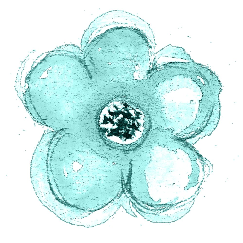 Watercolor Cherry Blossom Fabric Panel - Blue