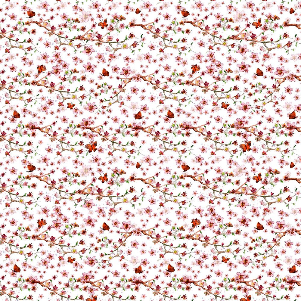 Watercolor Flowers & Butterflies Fabric