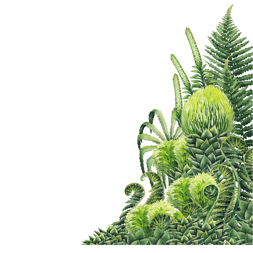 Watercolor Dinosaur Plants Style #5 Fabric Panel