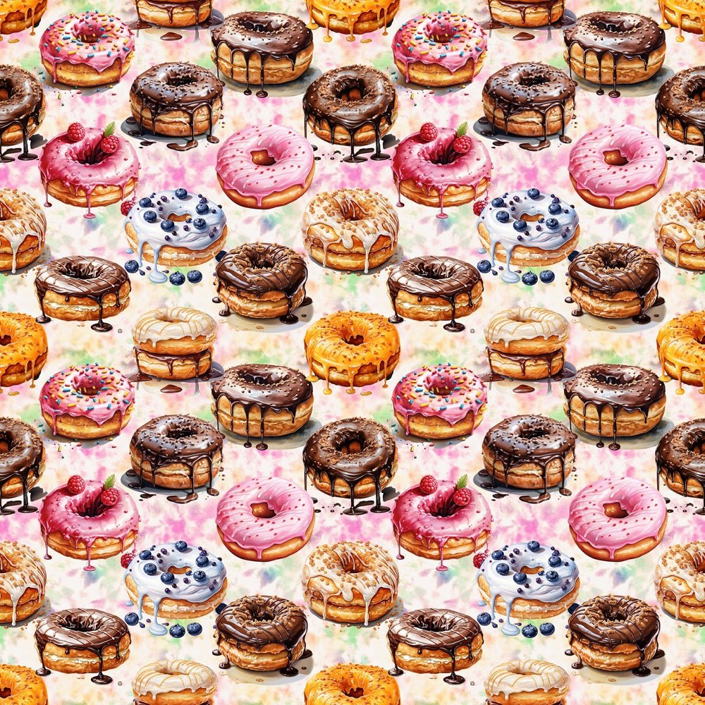 Watercolor Donut Variety Fabric