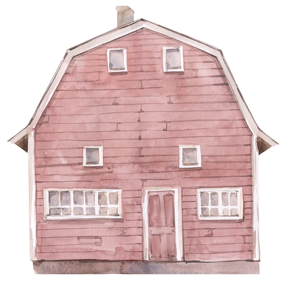 Watercolor Farmhouse Fabric Panel - Pink
