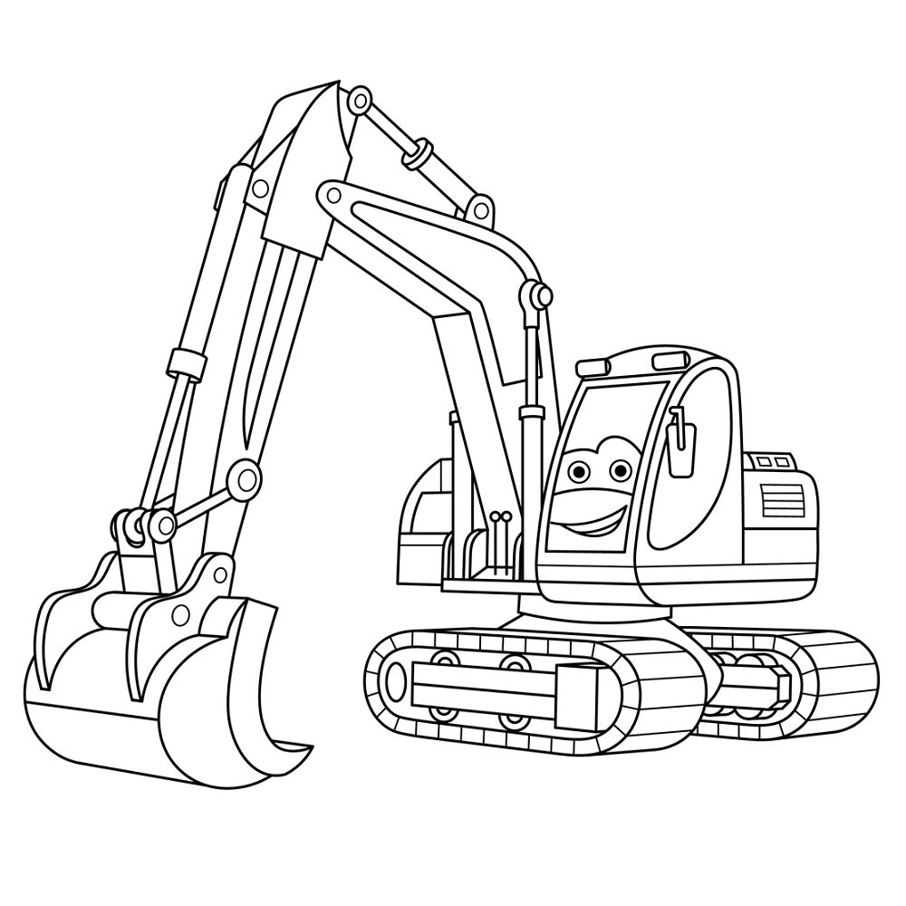 Cartoon Excavator Fabric Panel