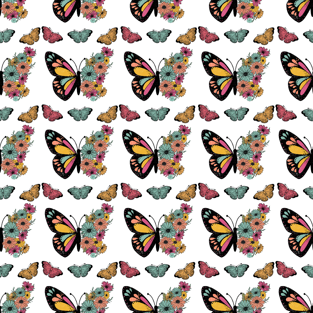 Vintage Boho Floral Butterflies Fabric
