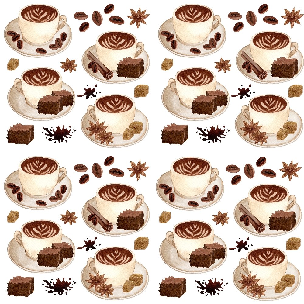 Vintage Coffee Fabric - White