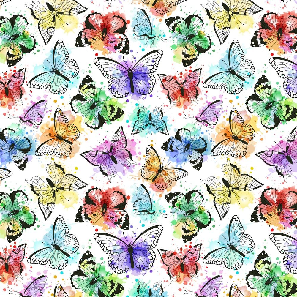 Watercolor Butterfly Fabric - Multi