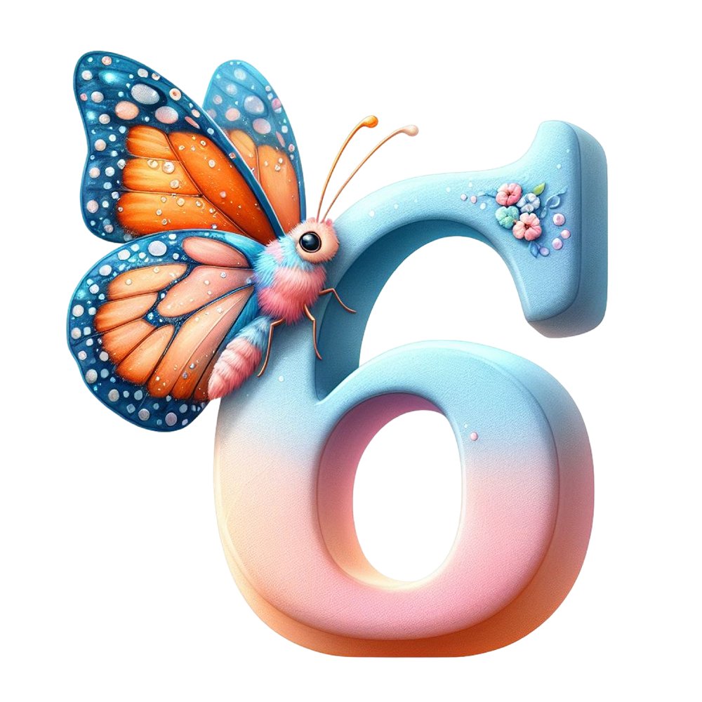 Watercolor Butterfly Number ''6'' Fabric Panel