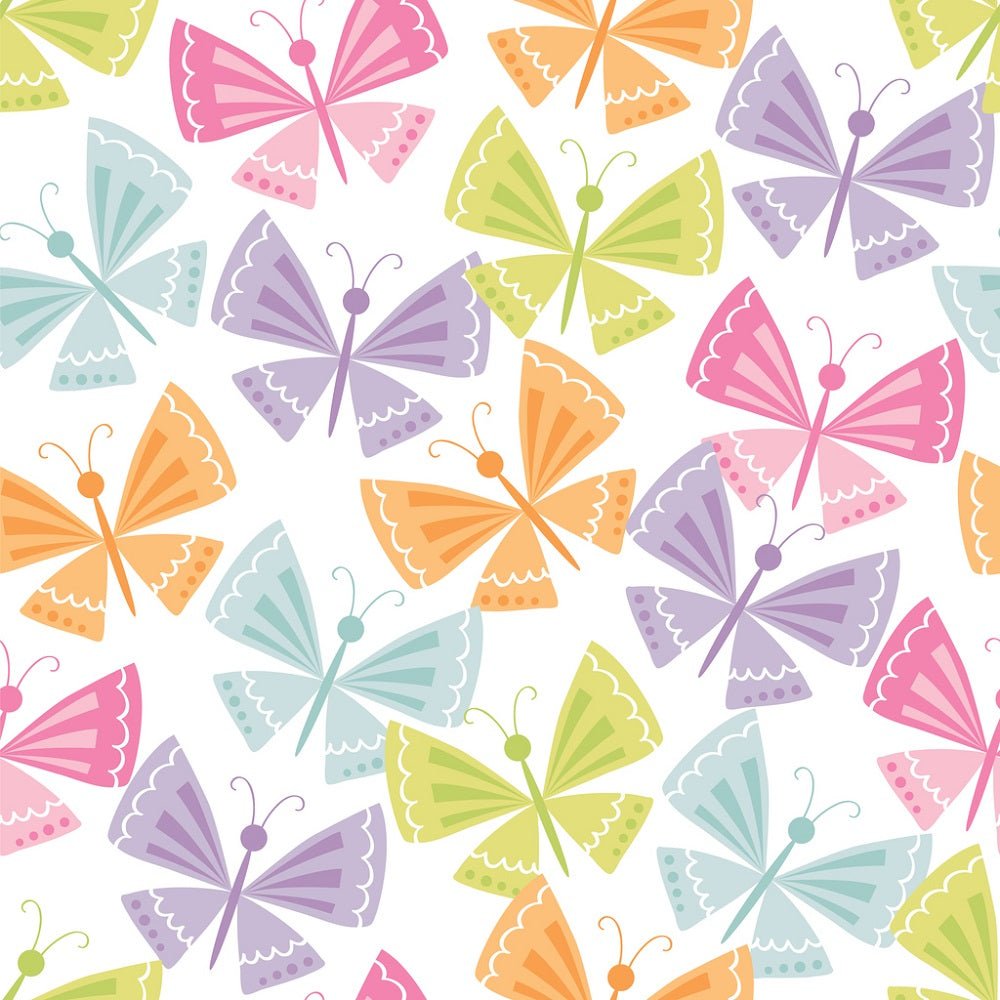 Watercolor Colorful Butterflies Fabric - Pastel