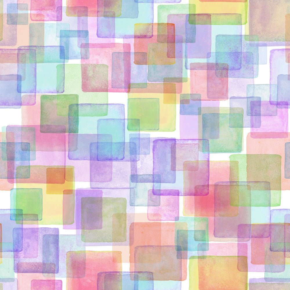 Watercolor Contemporary Grunge Squares Fabric