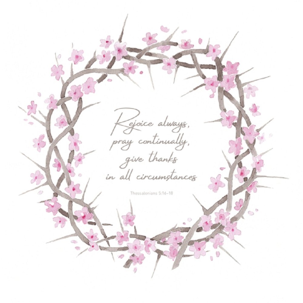 Watercolor Crown Of Thorns Fabric Panel - White