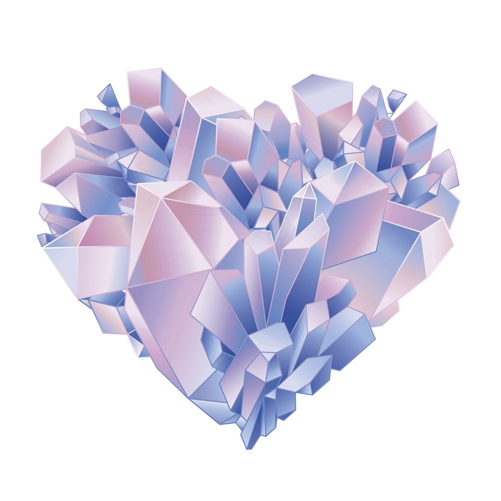 Watercolor Crystalized Heart Fabric Panel Variation 3