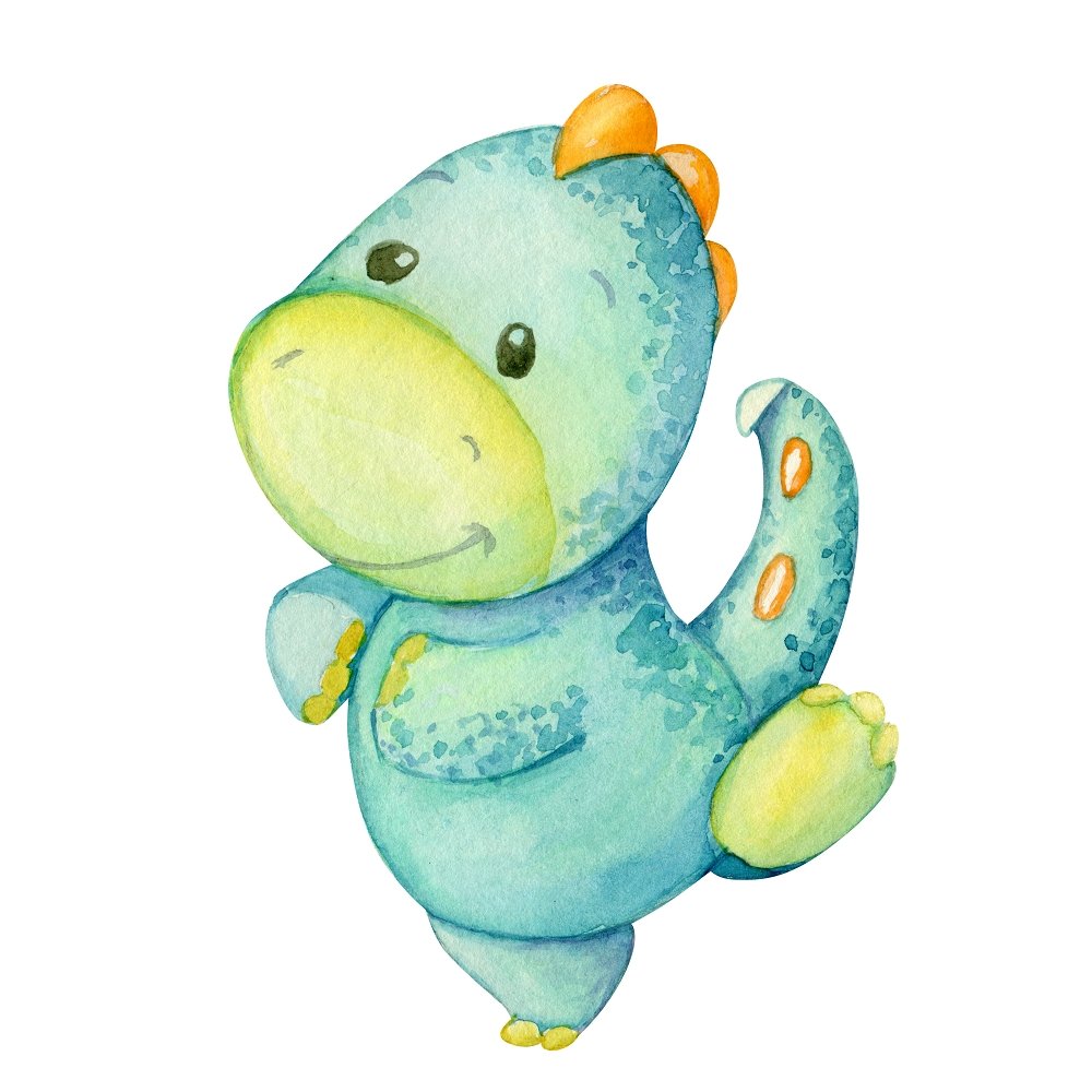 Watercolor Cute T-Rex Fabric Panel