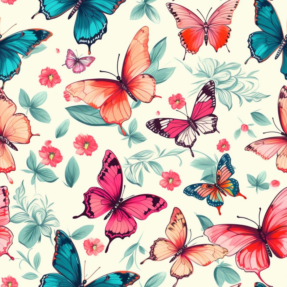 Vibrant Watercolor Butterflies #6 Fabric
