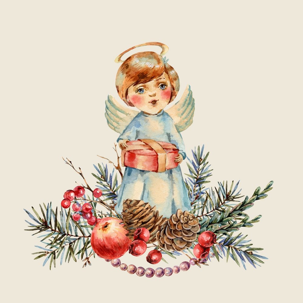 Vintage Angel Tree Topper Fabric Panel