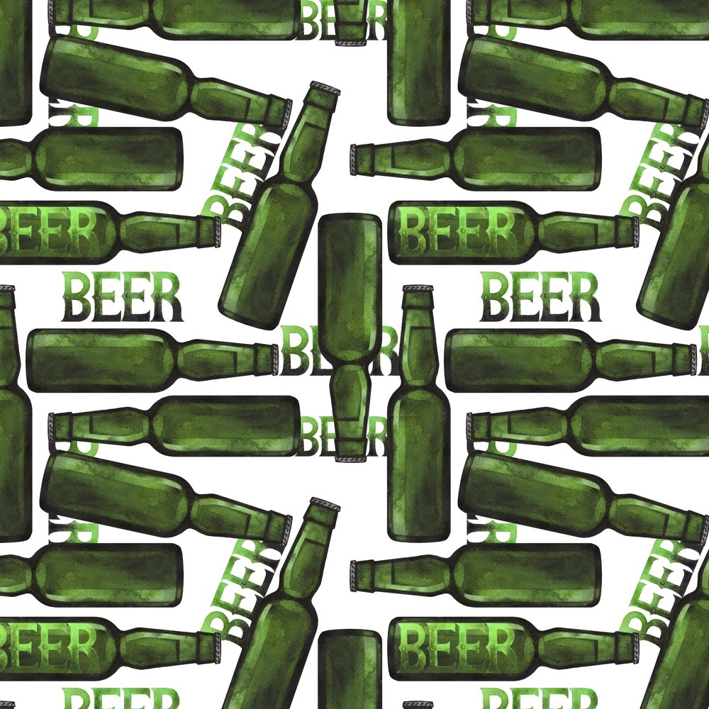 Vintage Beer Bottle Fabric - Green