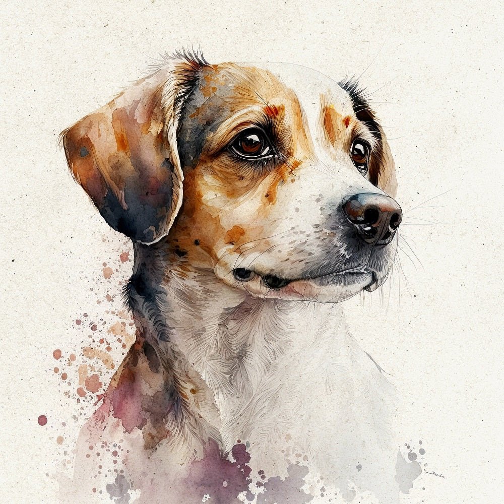Watercolor Beagle Portrait Fabric Panel
