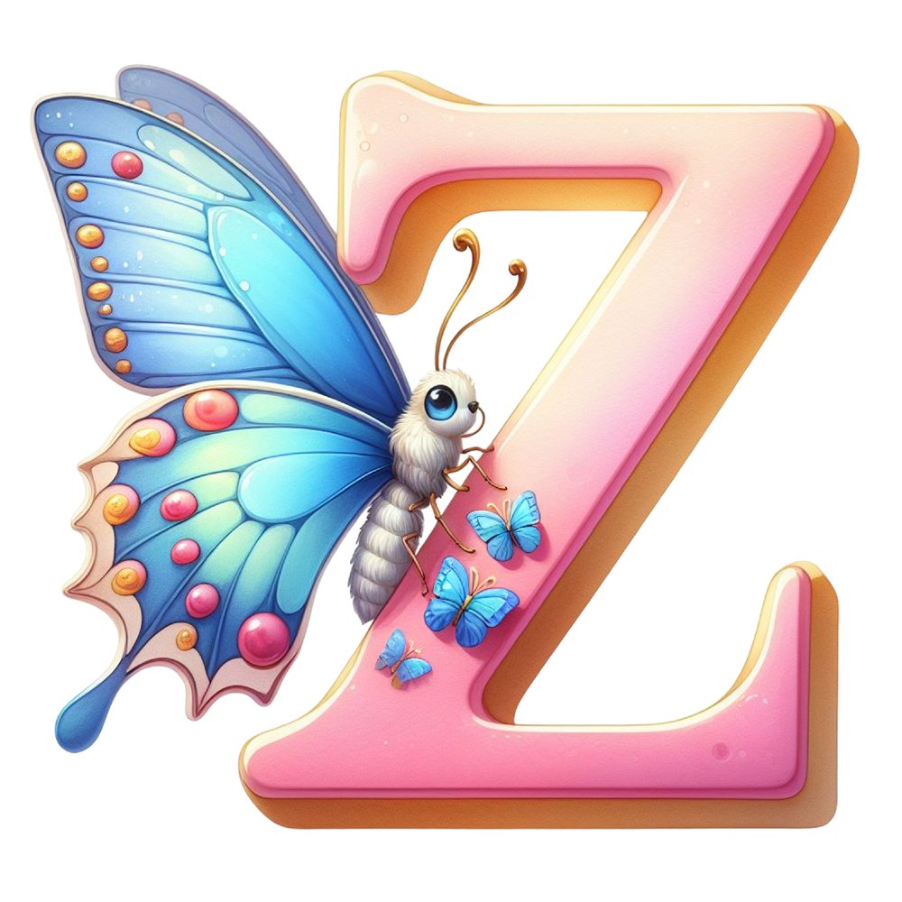 Watercolor Butterfly Letter ''Z'' Fabric Panel