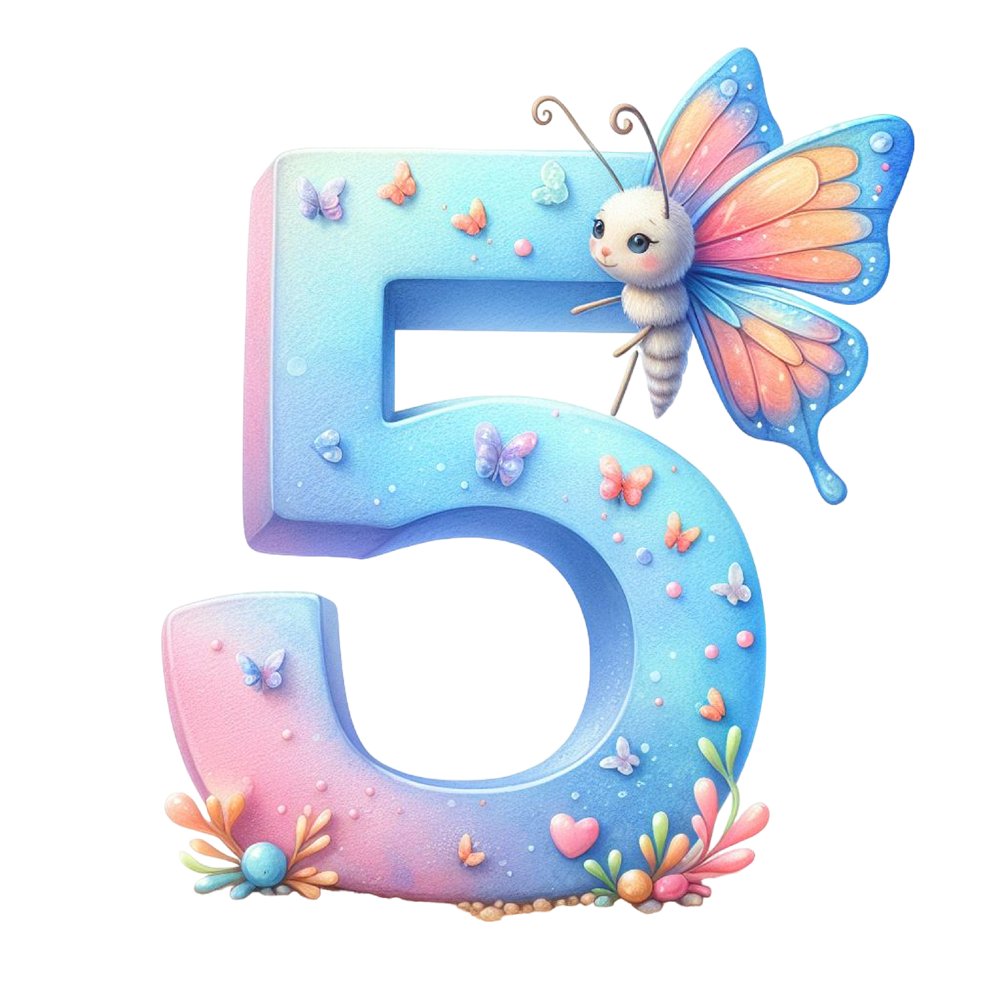 Watercolor Butterfly Number ''5'' Fabric Panel