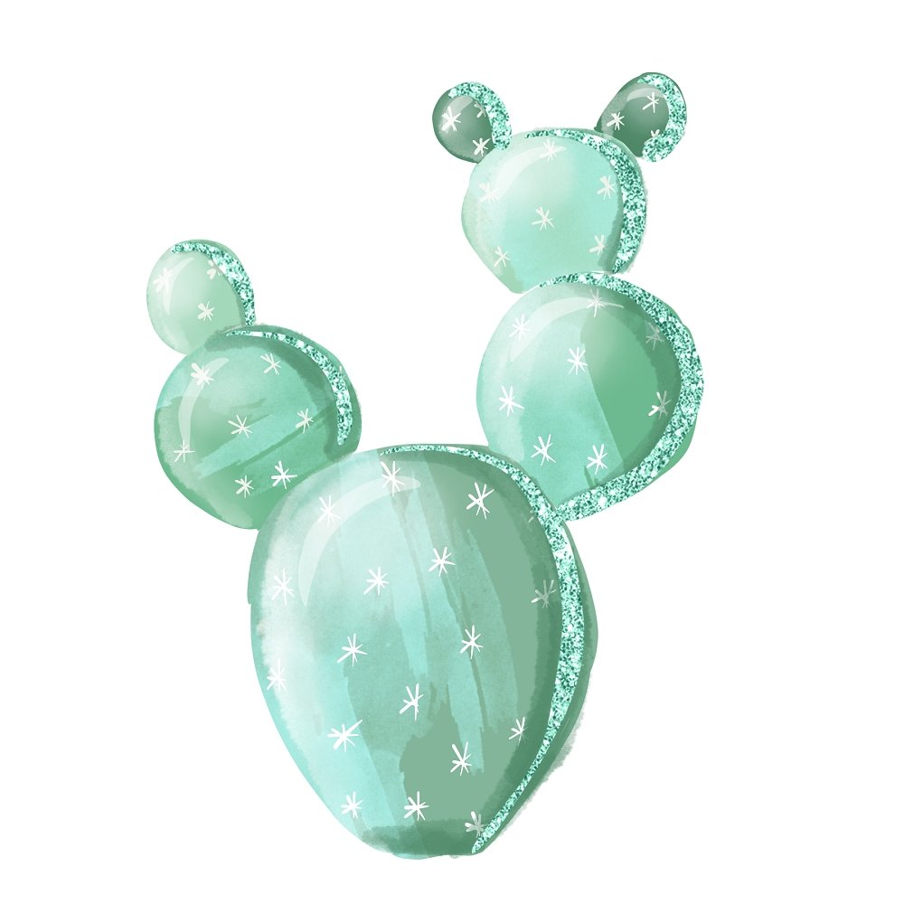 Watercolor Cactus Fabric Panel - Green