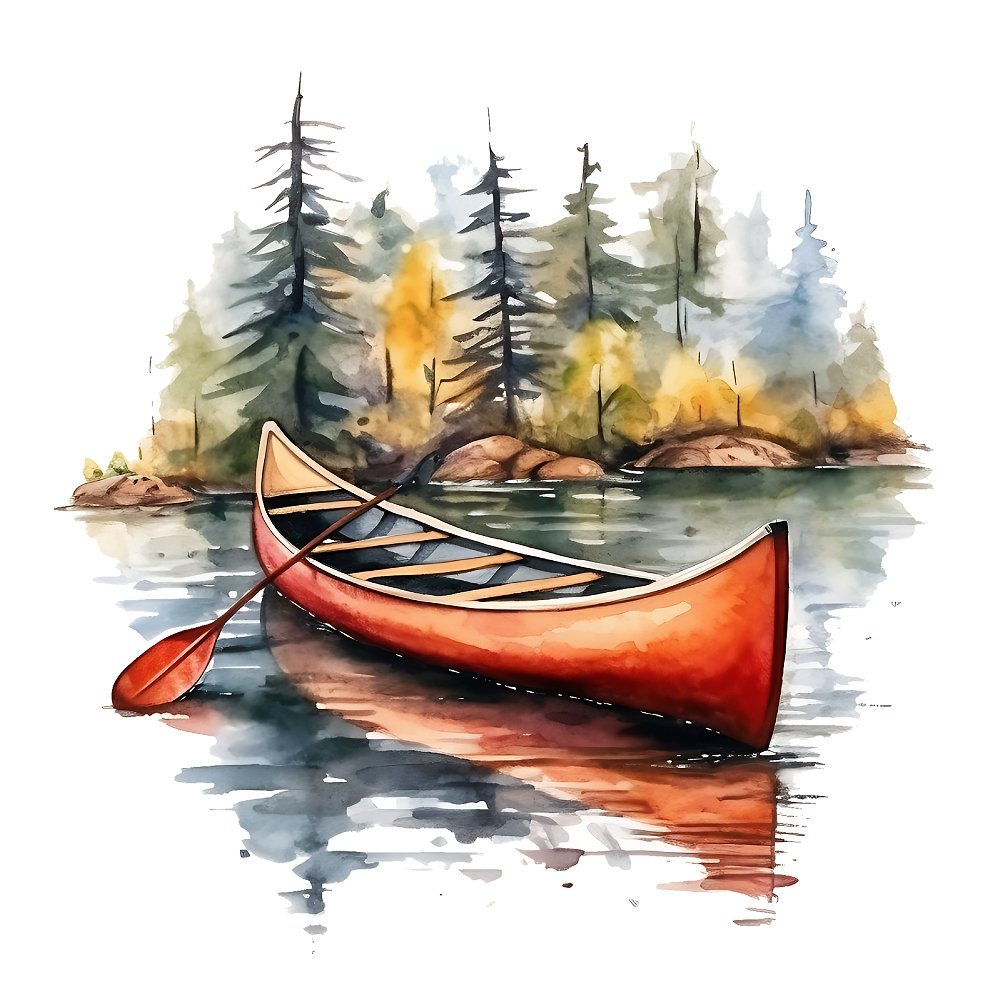 Watercolor Camping #7 Fabric Panel