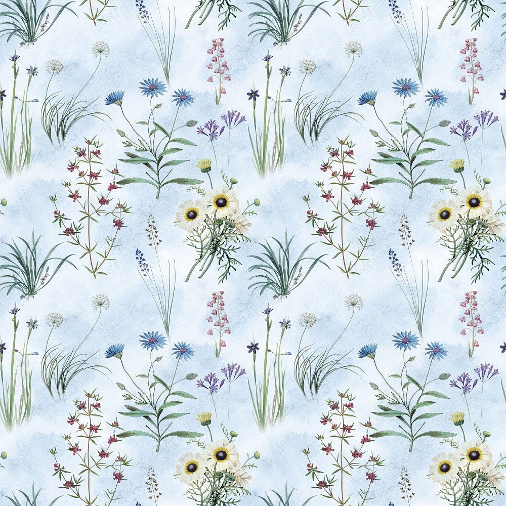 Vintage Wildflowers #2 Fabric - Blue