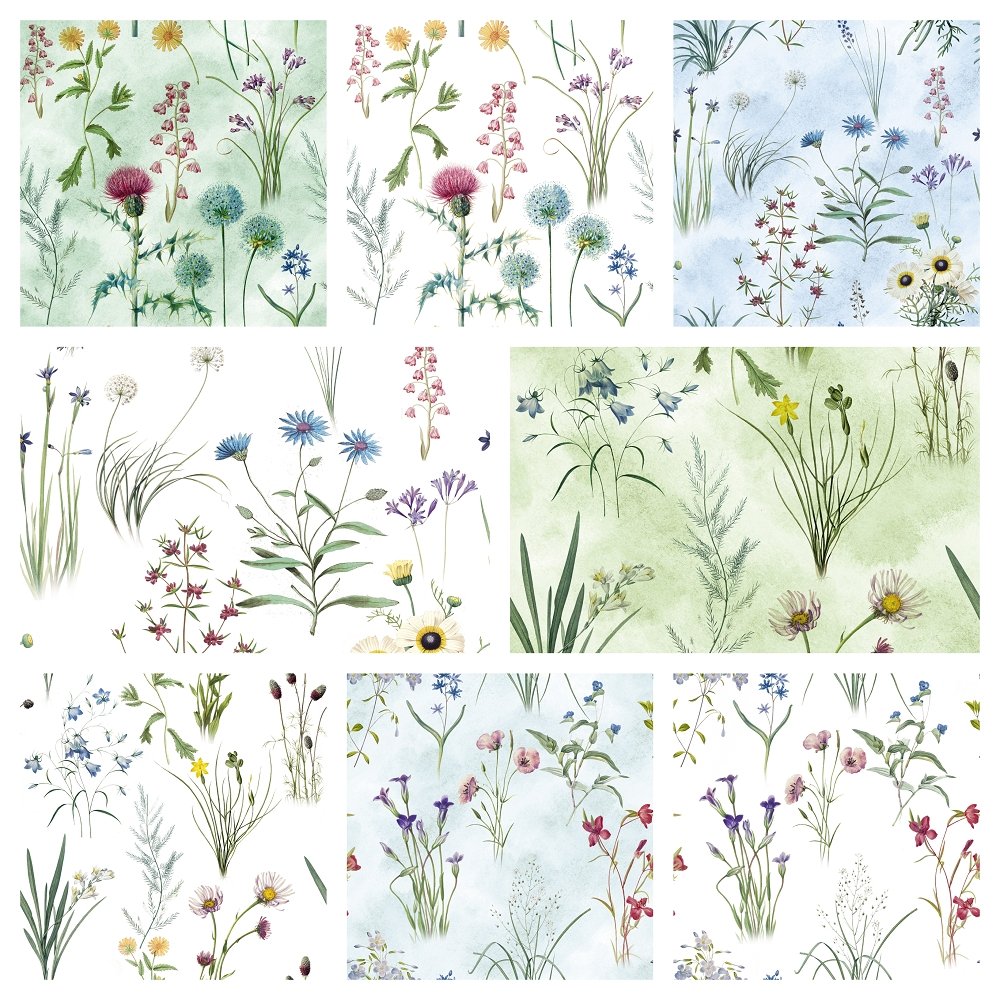 Vintage Wildflowers Fat Quarter Bundle - 8 Pieces