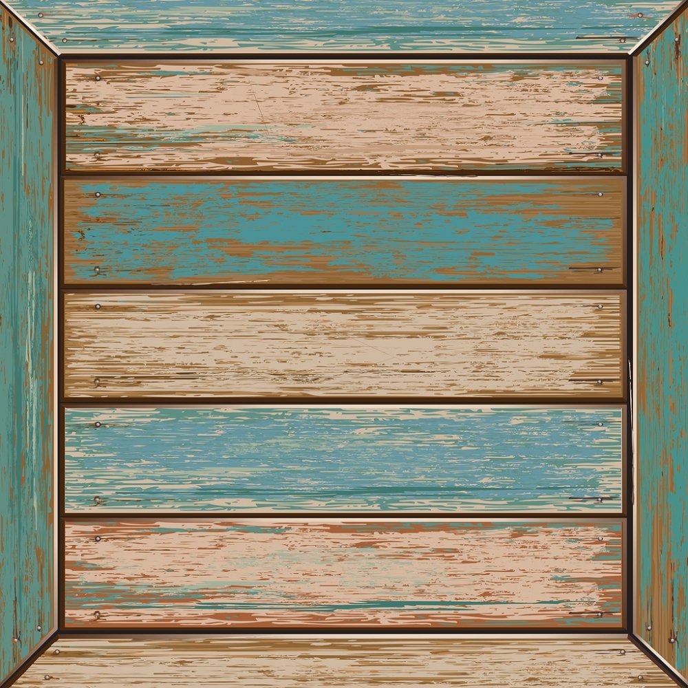 Vintage Wood Square Planks Fabric - Blue