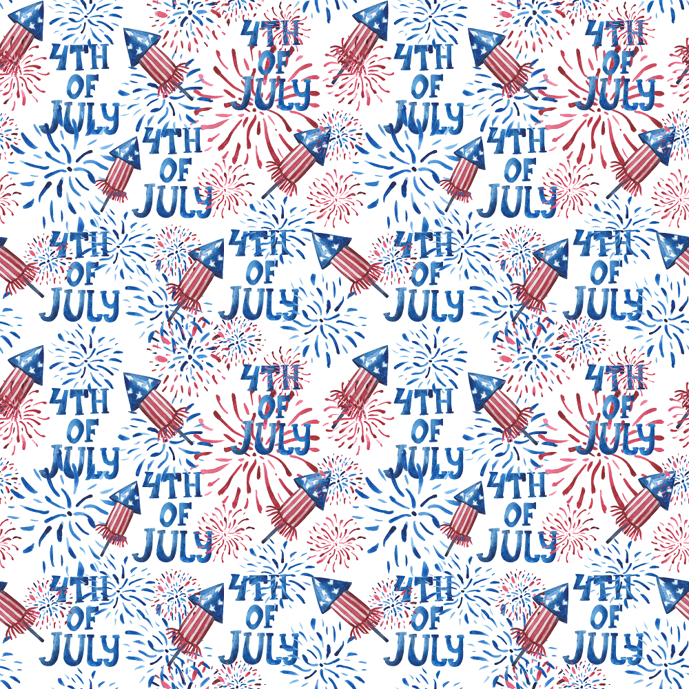 Watercolor 4th of July Fabric
