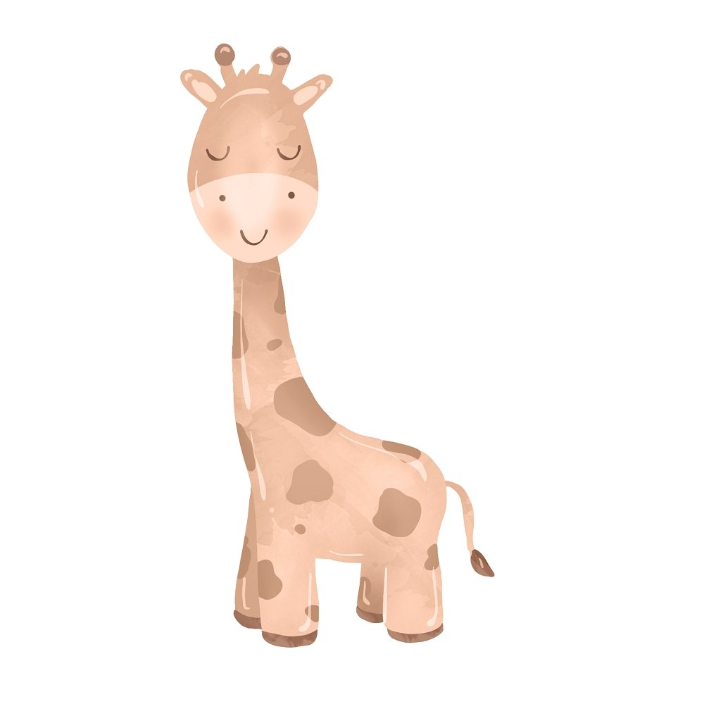 Watercolor Baby Giraffe Fabric Panel