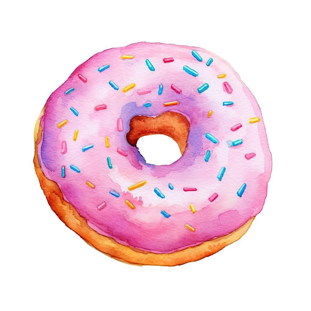 Watercolor Baked Goods Donut Fabric Panel