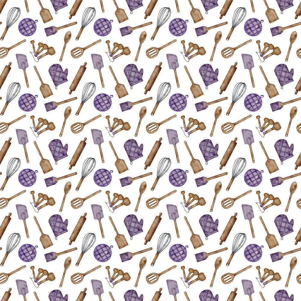 Watercolor Baking Pattern #5 Fabric