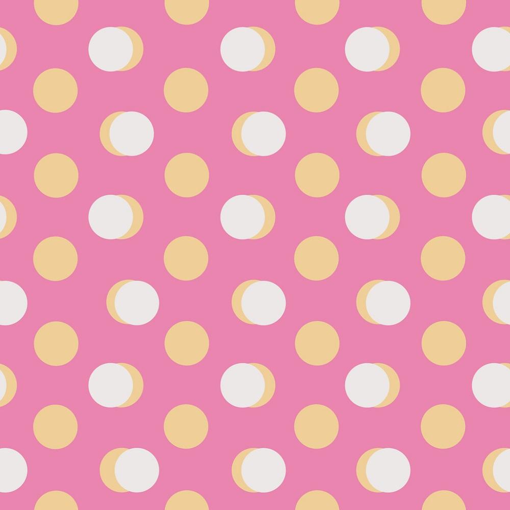 Tri-Color Retro Polka Dots Fabric - Pink/White/Yellow