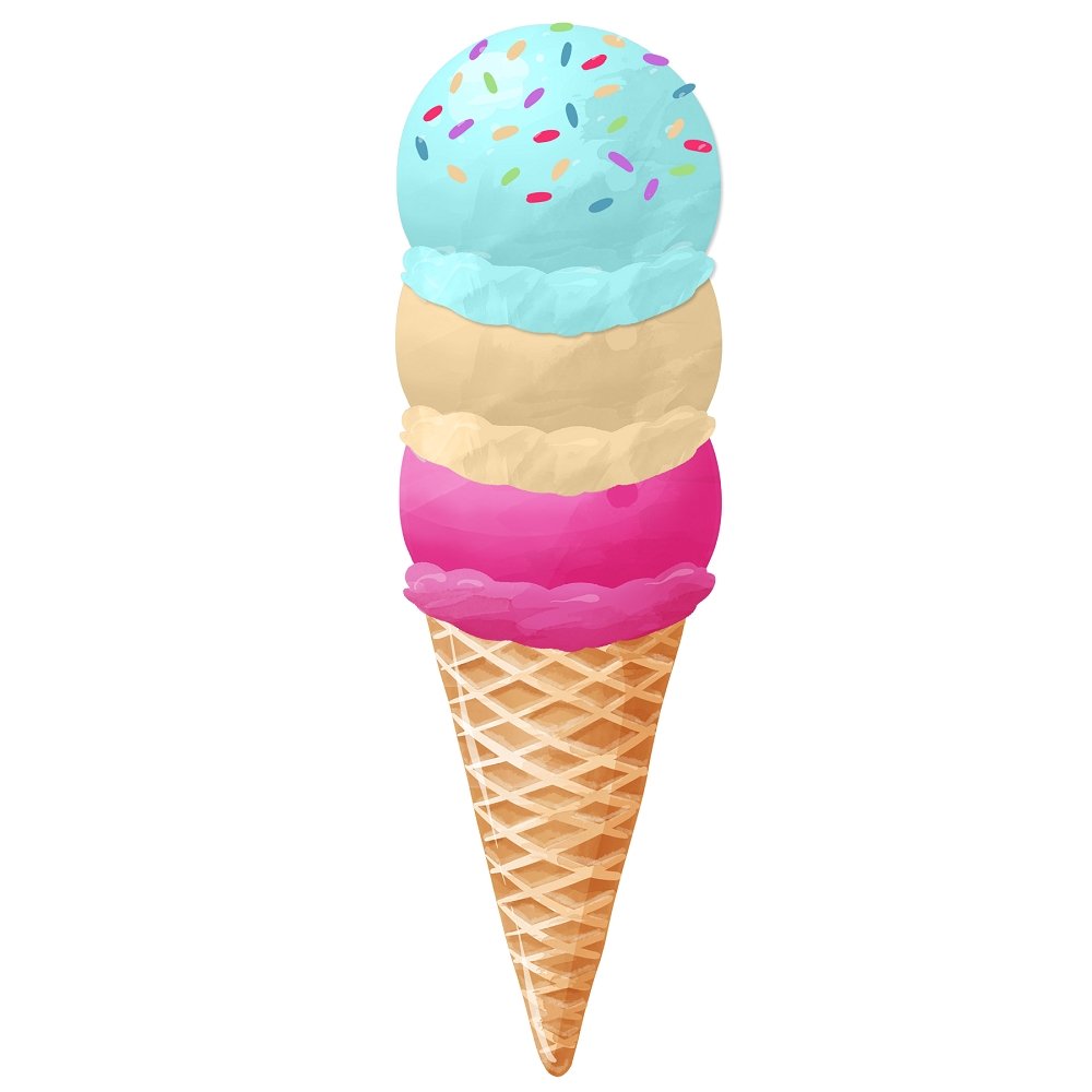 Triple Ice Cream Cone with Sprinkles Fabric Panel