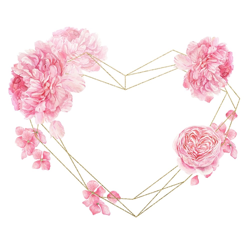 Tropical Love Floral Heart with Wires Fabric Panel