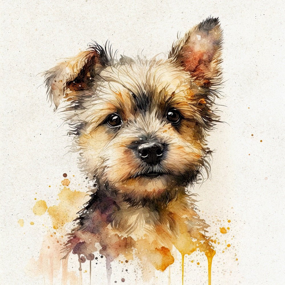 Watercolor Australian Terrier Portrait Fabric Panel