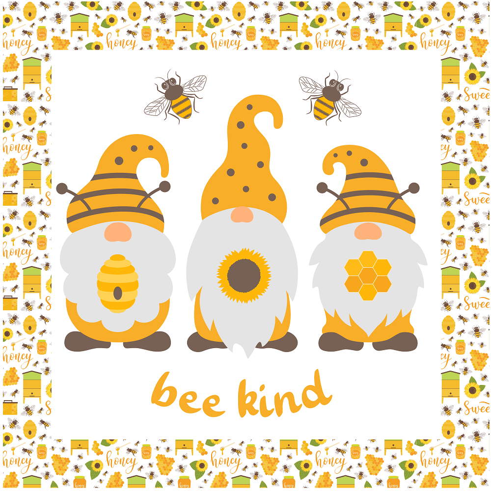 Sunflowers and Bees Bee Kind Gnomes Pillow Panels