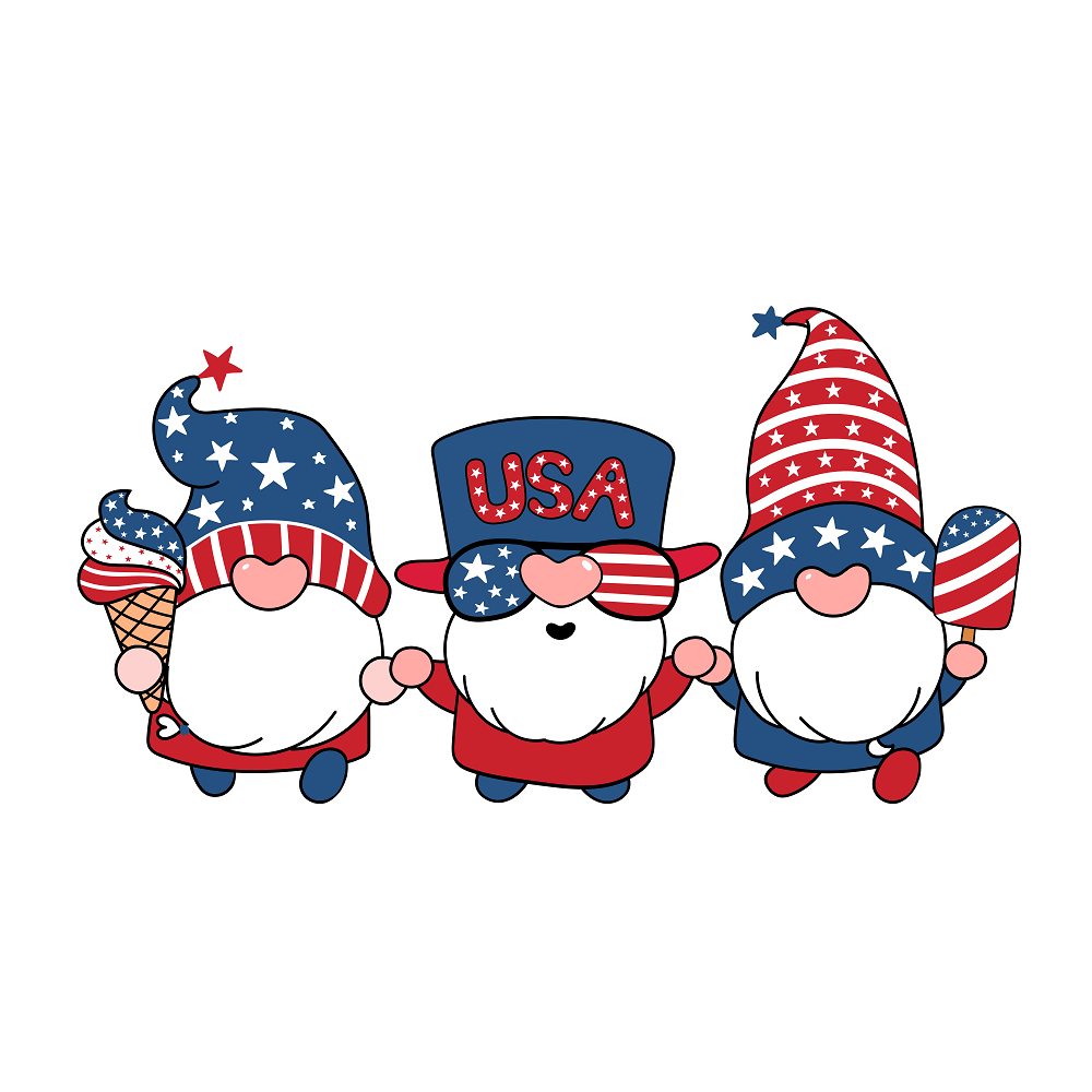 Three Patriotic Gnomes Fabric Panel