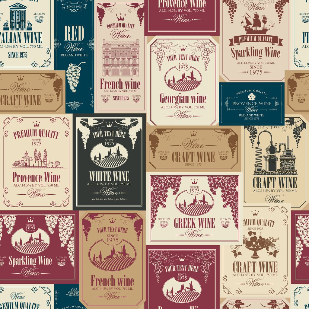 Various Wine Labels #3 Fabric - Multi