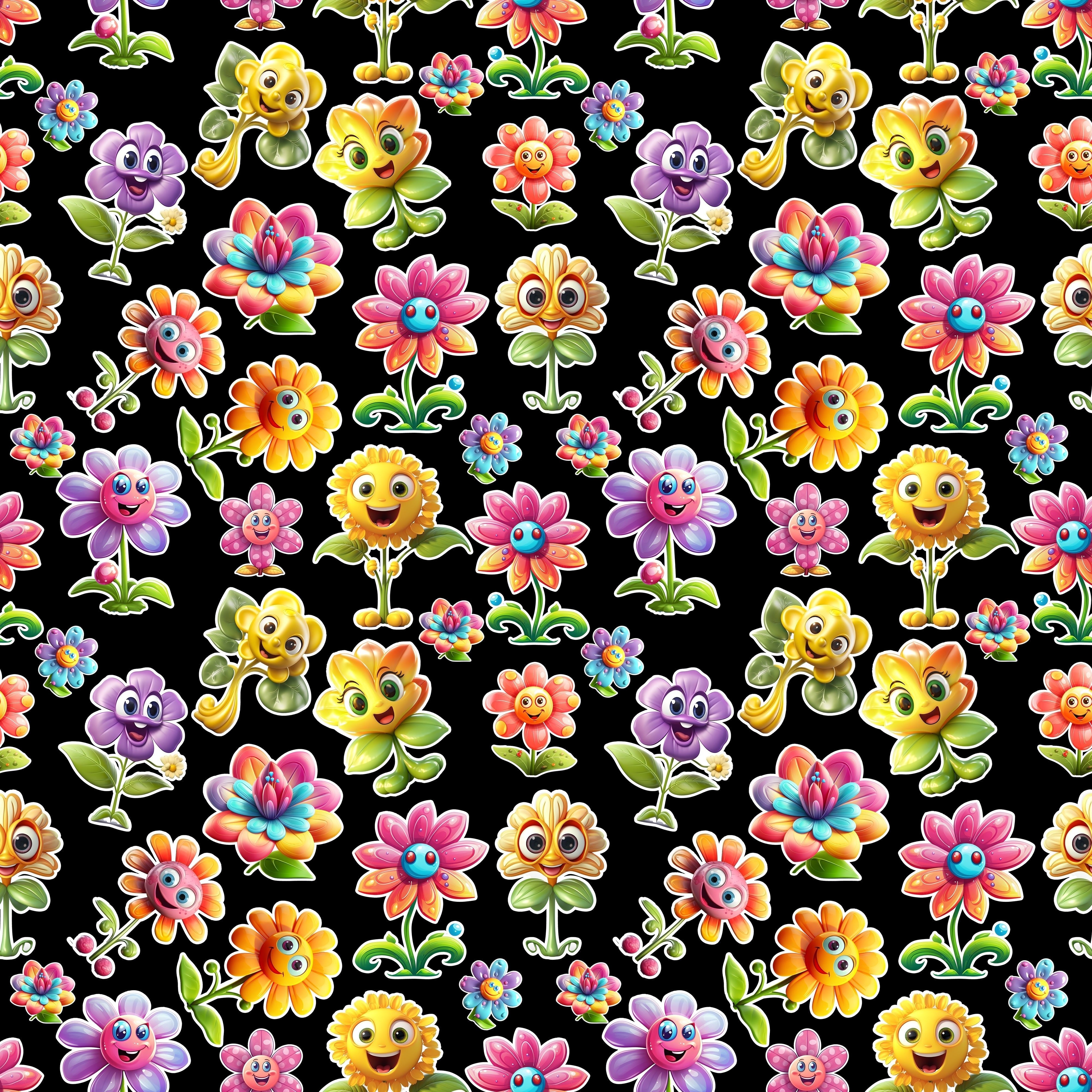 Vibrant Dancing Cartoons Fabric