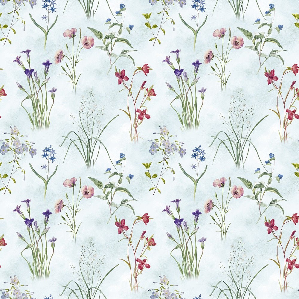 Vintage Wildflowers #4 Fabric - Blue