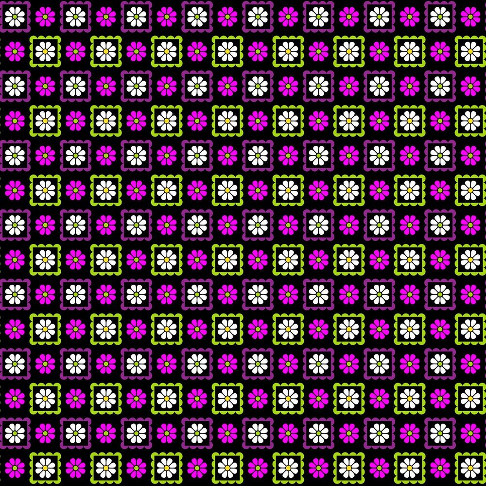 Vivid Flower Blocks Fabric