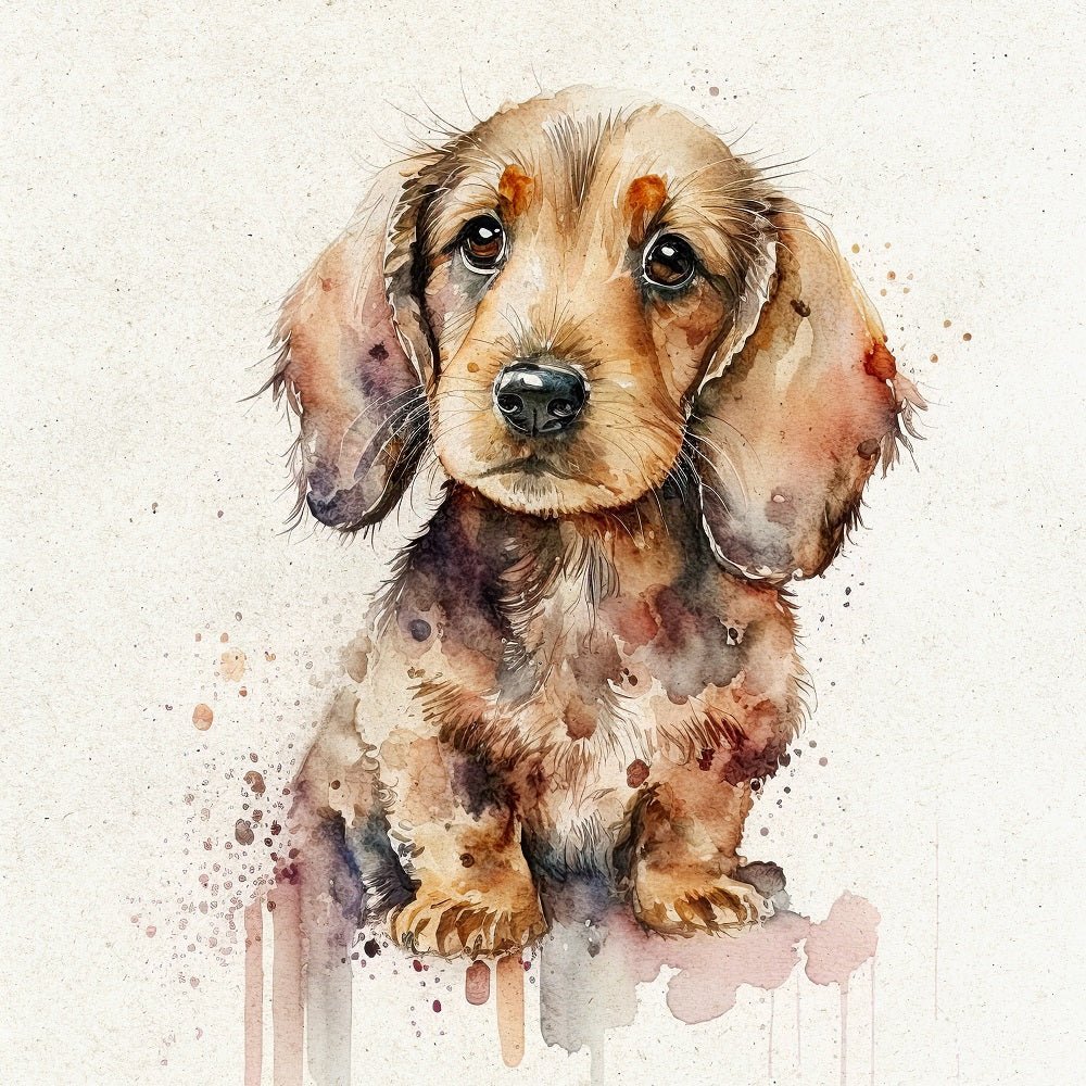 Watercolor Dachshund Portrait Fabric Panel