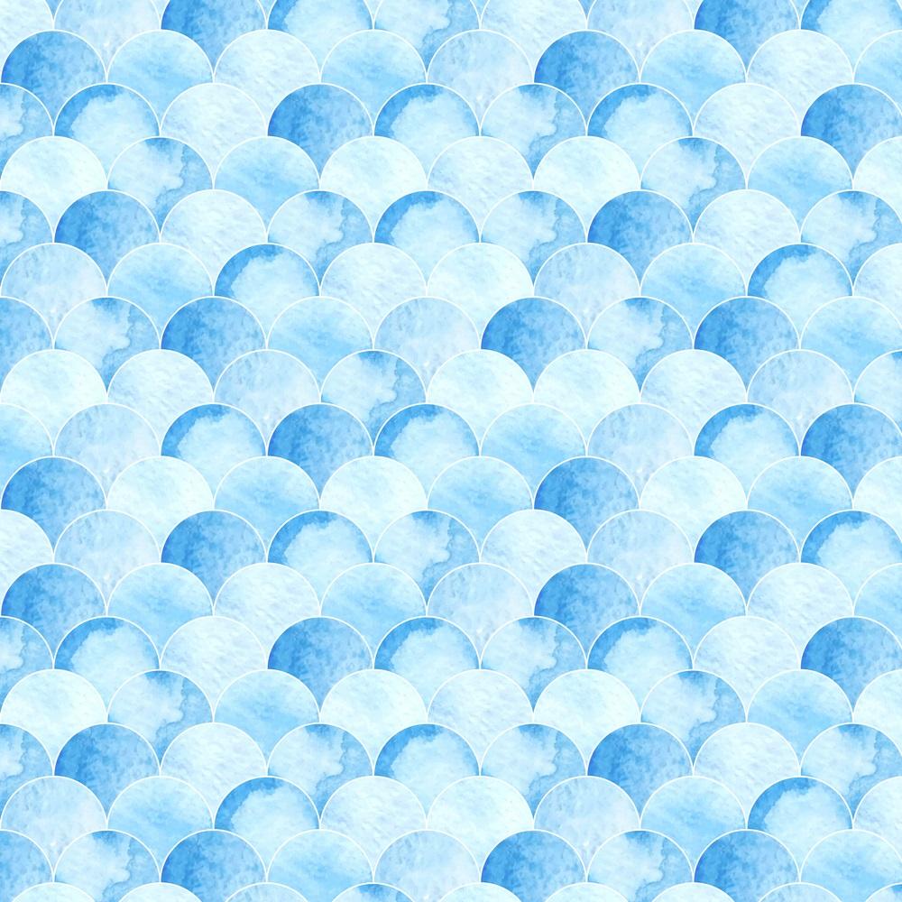 Watercolor Fish Scales Fabric - Blue