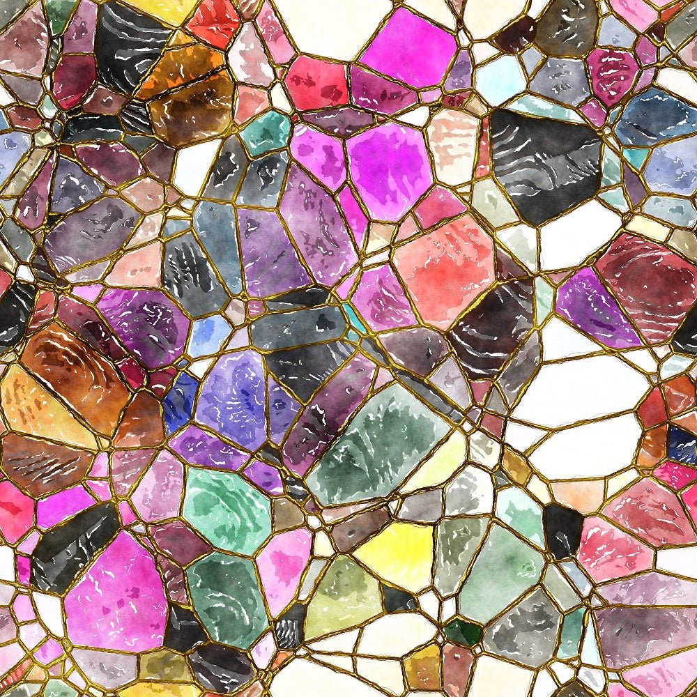 Watercolor Stained Glass #7 Fabric