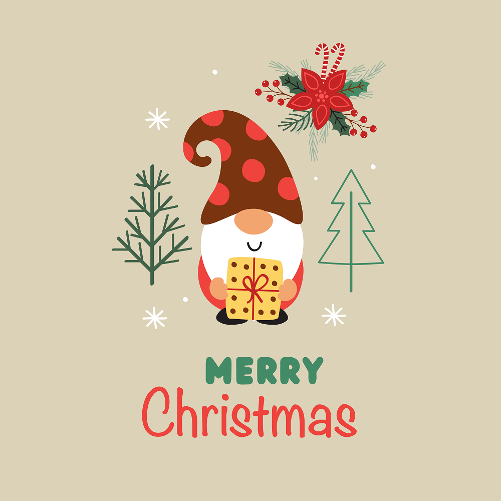 The Gift Of Giving Gnome Fabric Panel - Tan