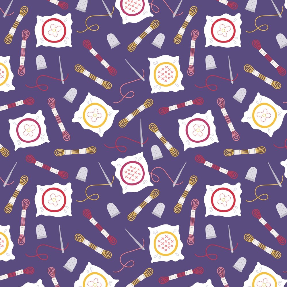 Thimble and Threads Fabric - Violet