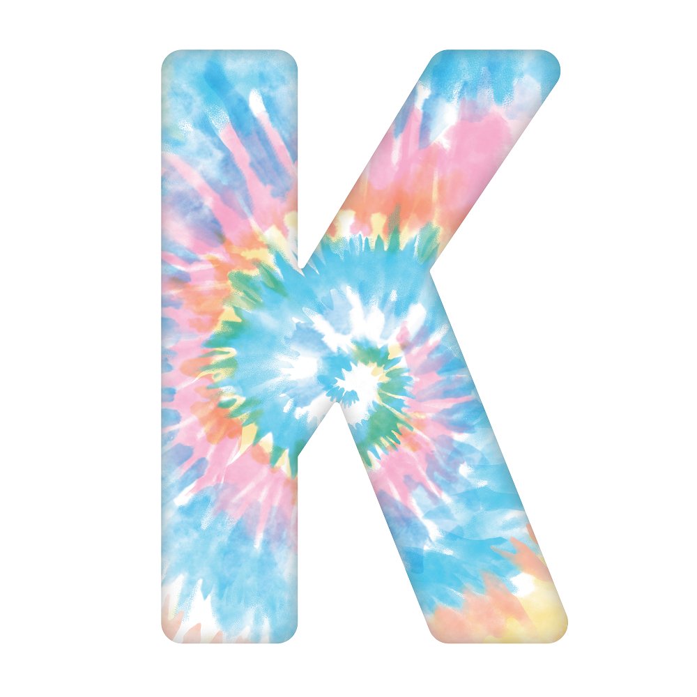 Tie-Dye Letter K Fabric Panel