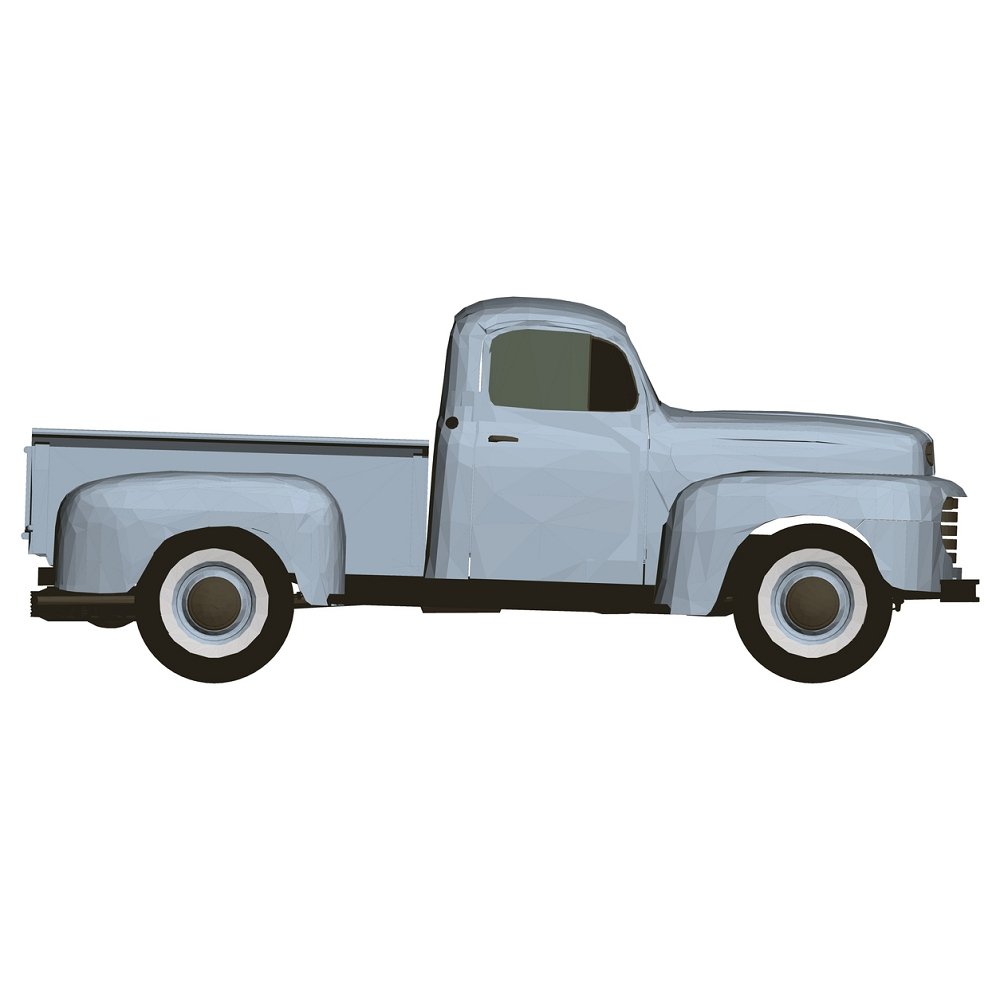 Vintage Blue Polygonal Pickup Truck Fabric Panel