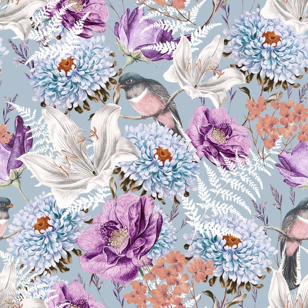 Vintage Floral Dreams Wonderful Spring Fabric - Blue